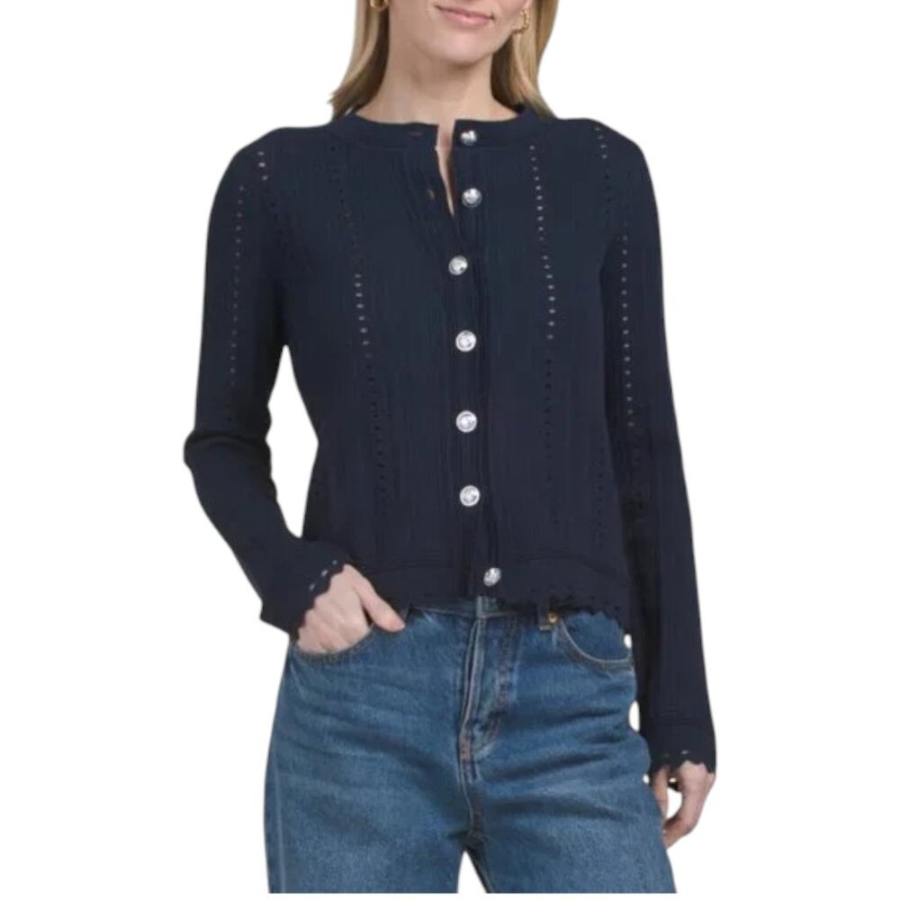 ZOE & CLAIRE Navy Long Sleeve Cardigan